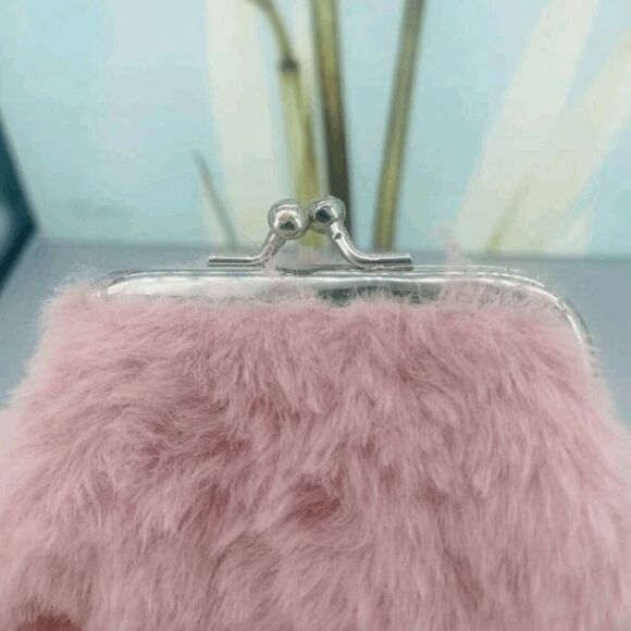 2/$21 Ladies Pink Fuzzy Coin Purse - Picture 4 of 6